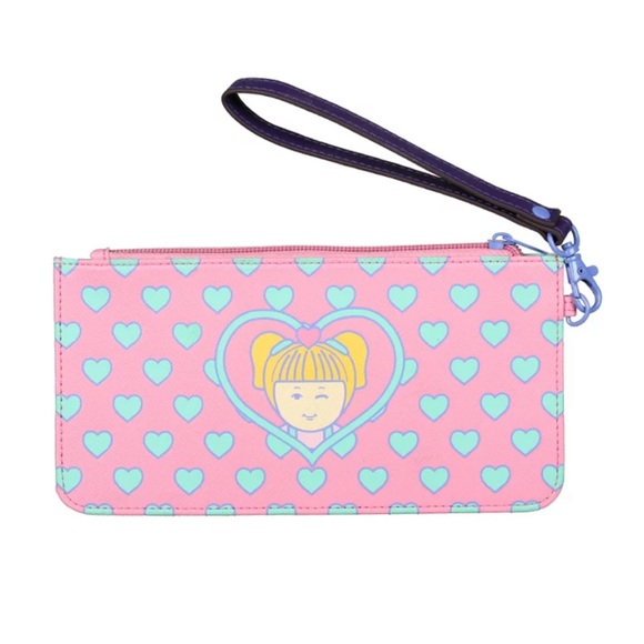 NEW✨ Polly Pocket Hot Topic Original Logo Vintage Pink Hearts Mint Wallet Clutch - Picture 2 of 4